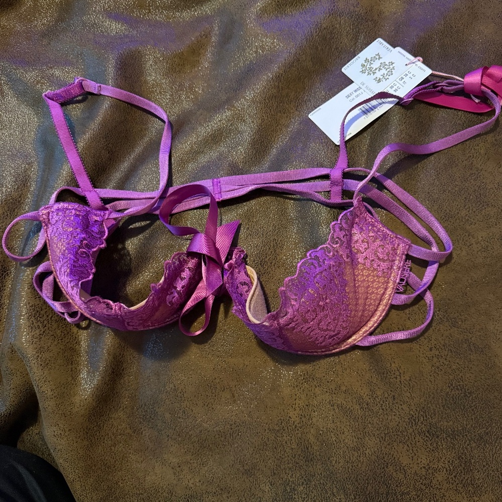 Valisere Tabu Sexy Mission WHF p01 Quarter Cup Lace Balconet Bra 36C NWT